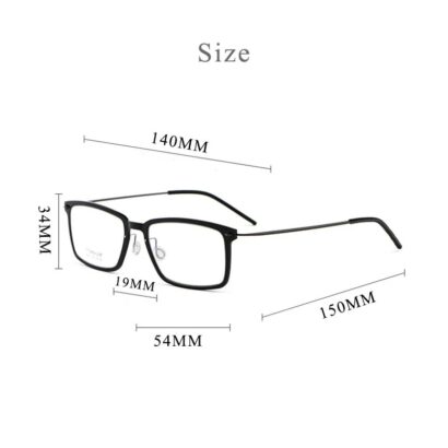 Monture de lunettes carrée pour hommes, titane pur ultraléger, lunettes sans vis, lentilles optiques, montures de lunettes
